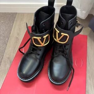 Valentino Black Boots with Gold Accents